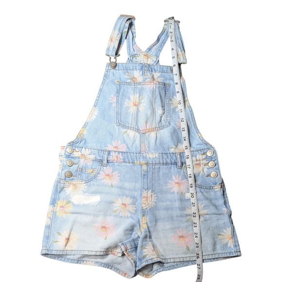 Wonder Nation- Girls Bibs - Floral Print Size XL 14-16 Pre-Owned Well Cared For - Picture 2 of 6